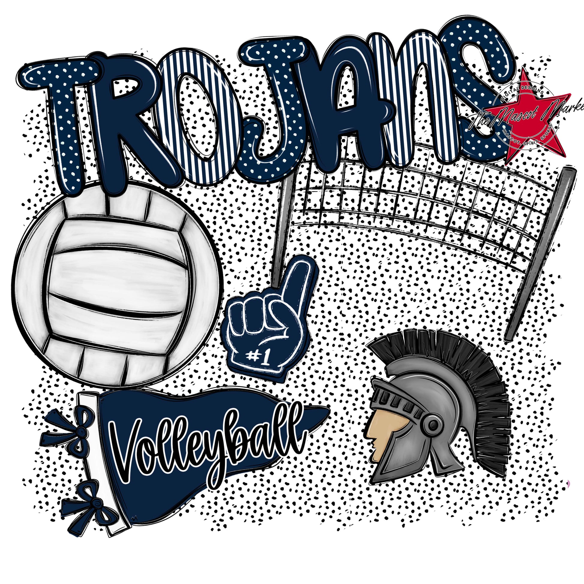 Trojans Volleyball Spirit-Navy