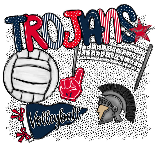 Trojans Volleyball Spirit-Navy & Red