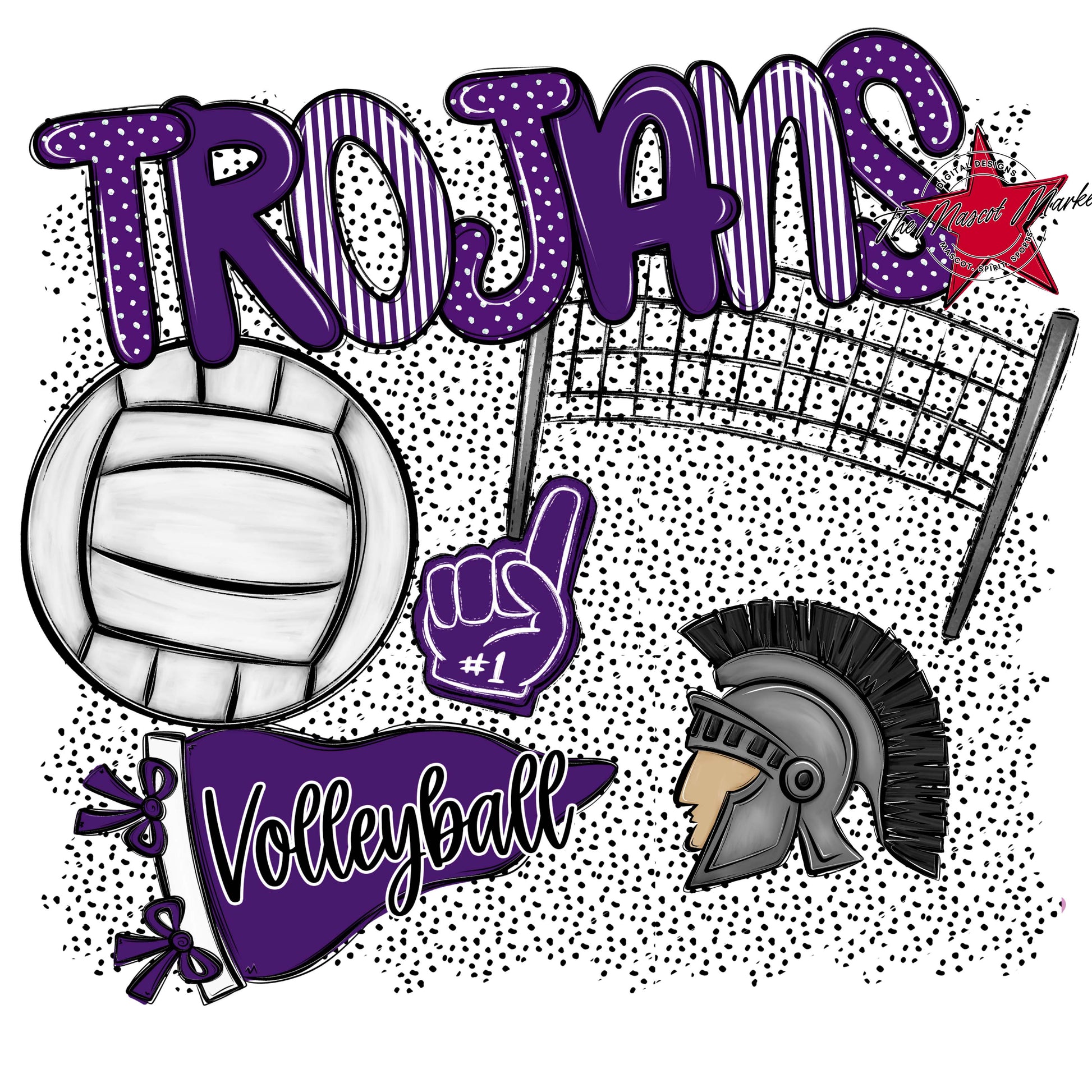 Trojans Volleyball Spirit-Purple