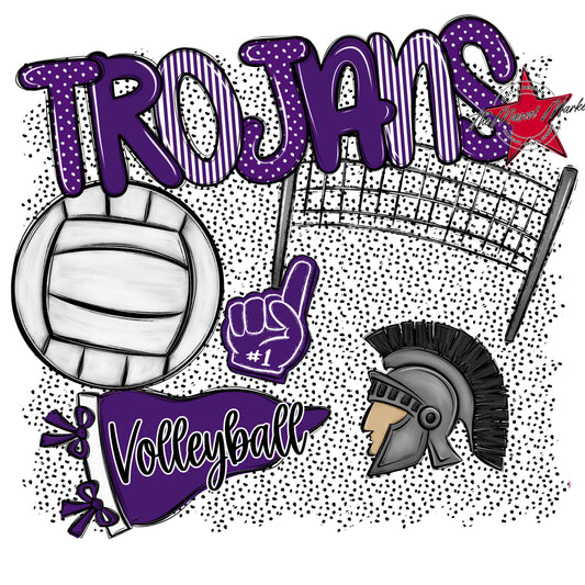 Trojans Volleyball Spirit-Purple