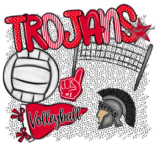 Trojans Volleyball Spirit-Red