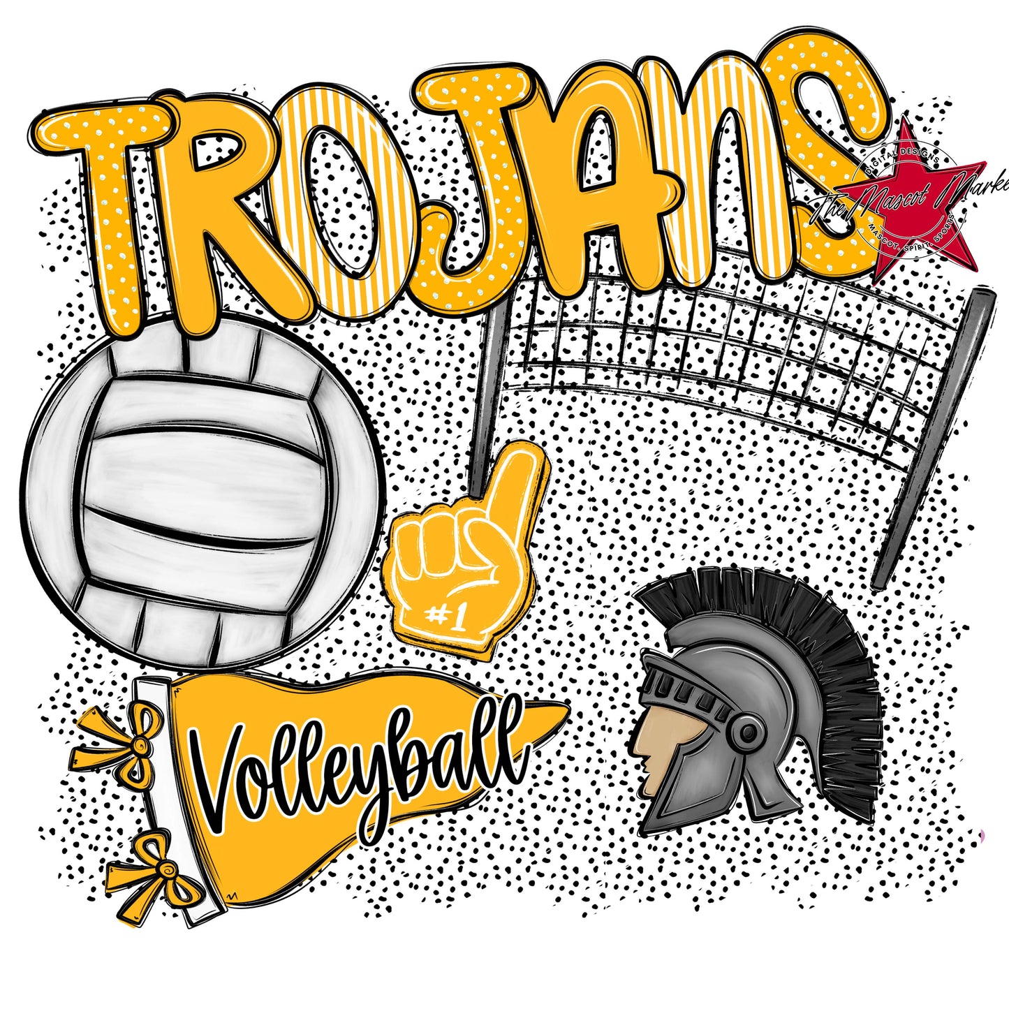 Trojans Volleyball Spirit-Yellow