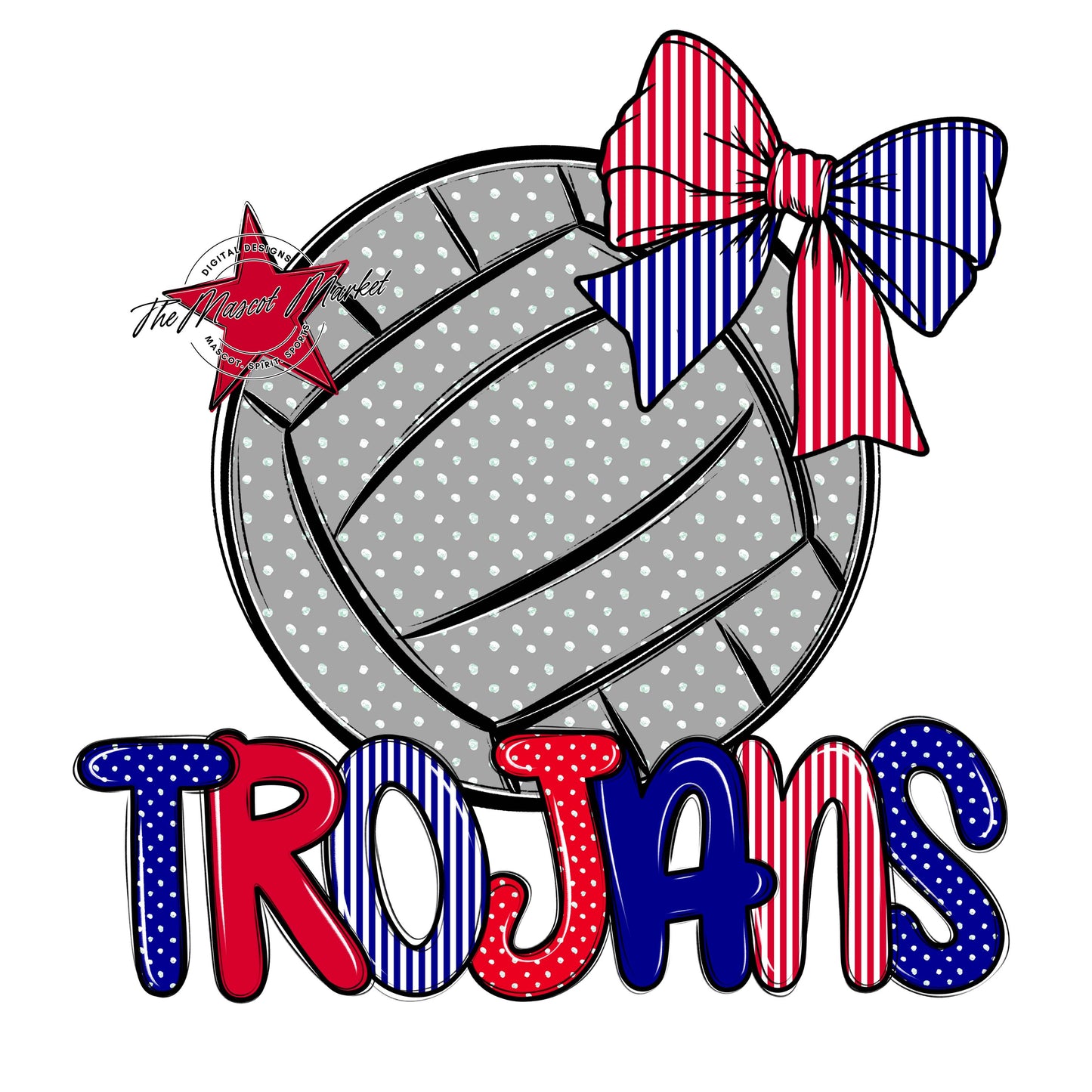 Trojans Volleyball Spirit Design-Blue & Red