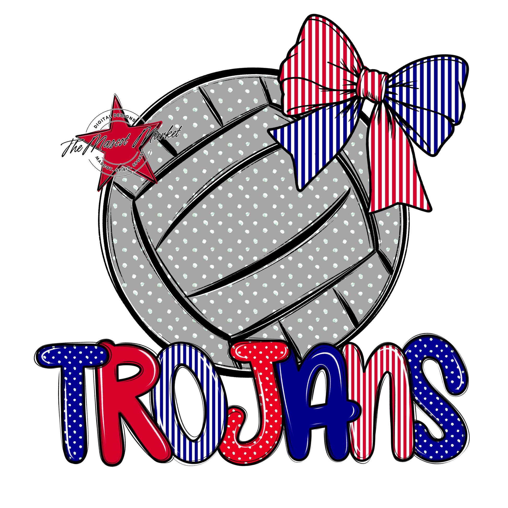 Trojans Volleyball Spirit Design-Blue & Red