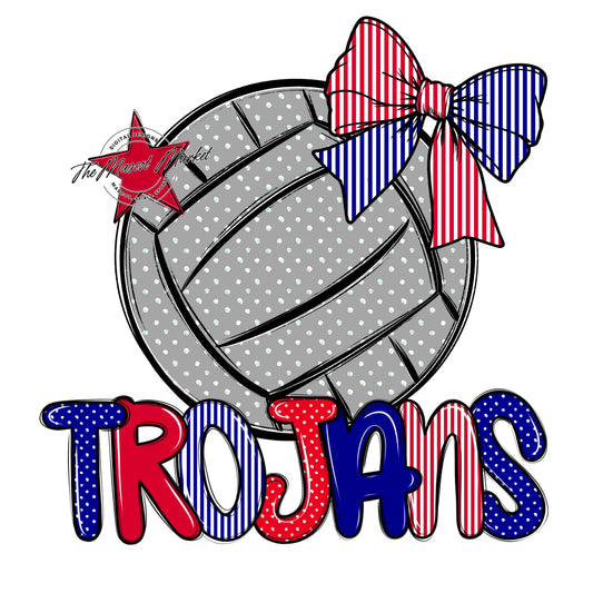 Trojans Volleyball Spirit Design-Blue & Red