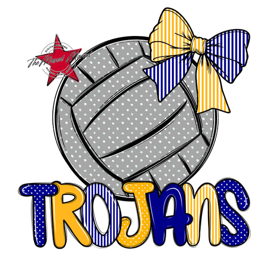 Trojans Volleyball Spirit Design-Blue & Yellow