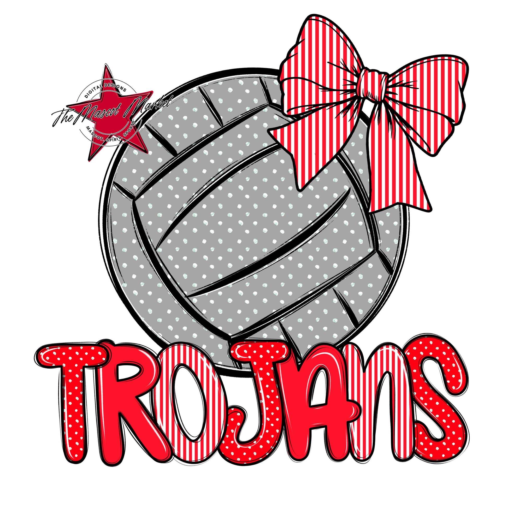 Trojans Volleyball Spirit Design-Bright Red