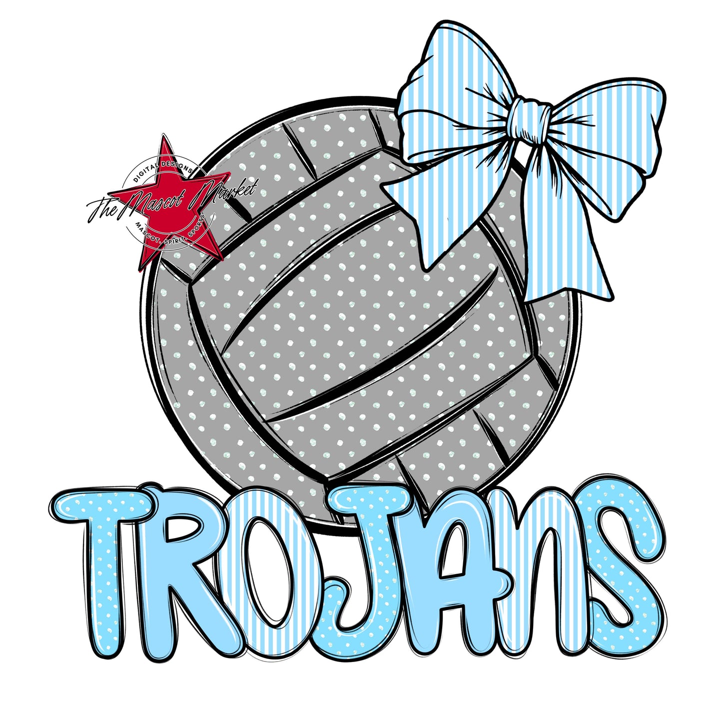 Trojans Volleyball Spirit Design-Columbia Blue