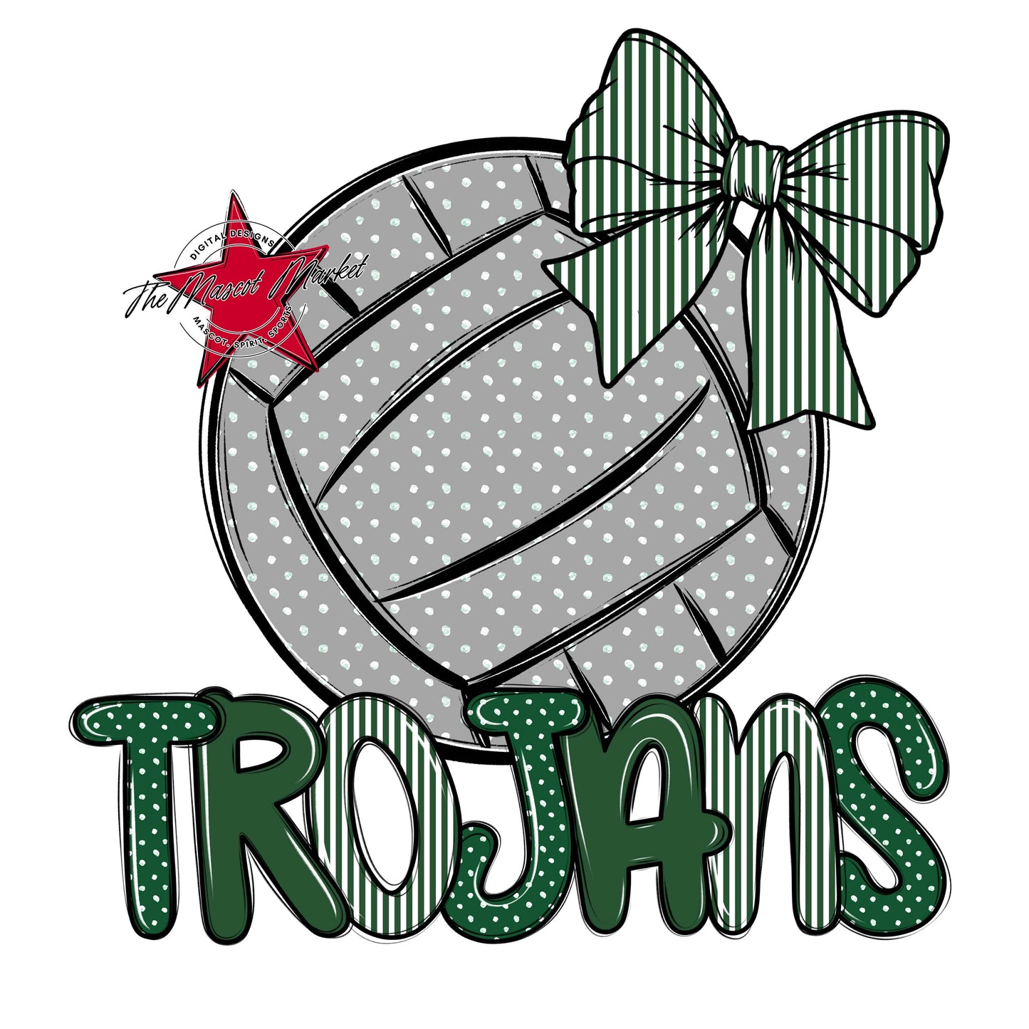 Trojans Volleyball Spirit Design-Green