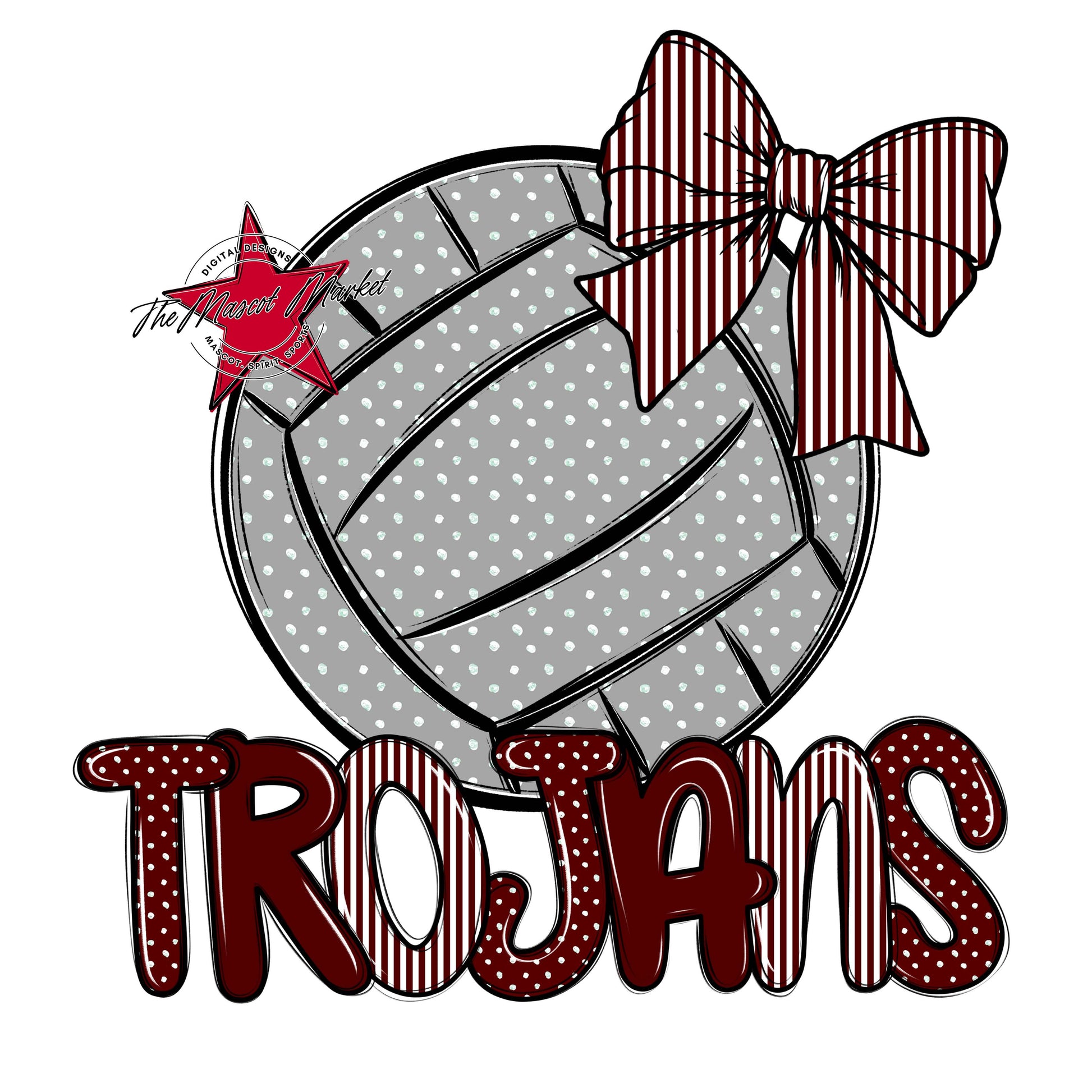 Trojans Volleyball Spirit Design-Maroon