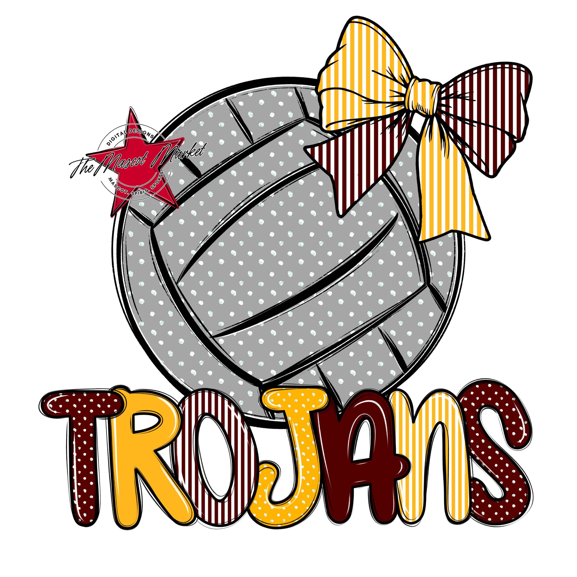 Trojans Volleyball Spirit Design-Maroon & Yellow