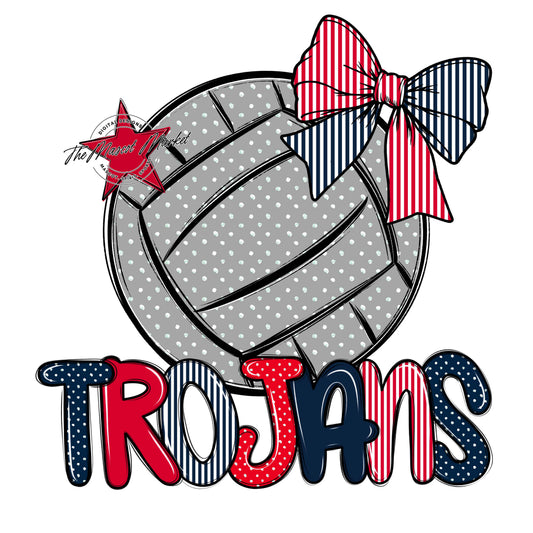 Trojans Volleyball Spirit Design-Navy & Red