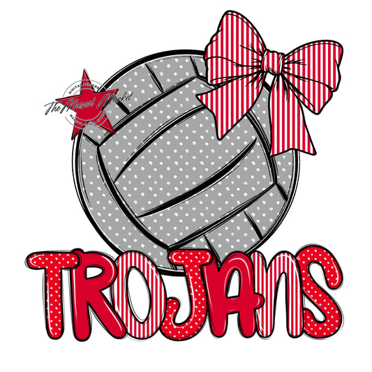 Trojans Volleyball Spirit Design-Red