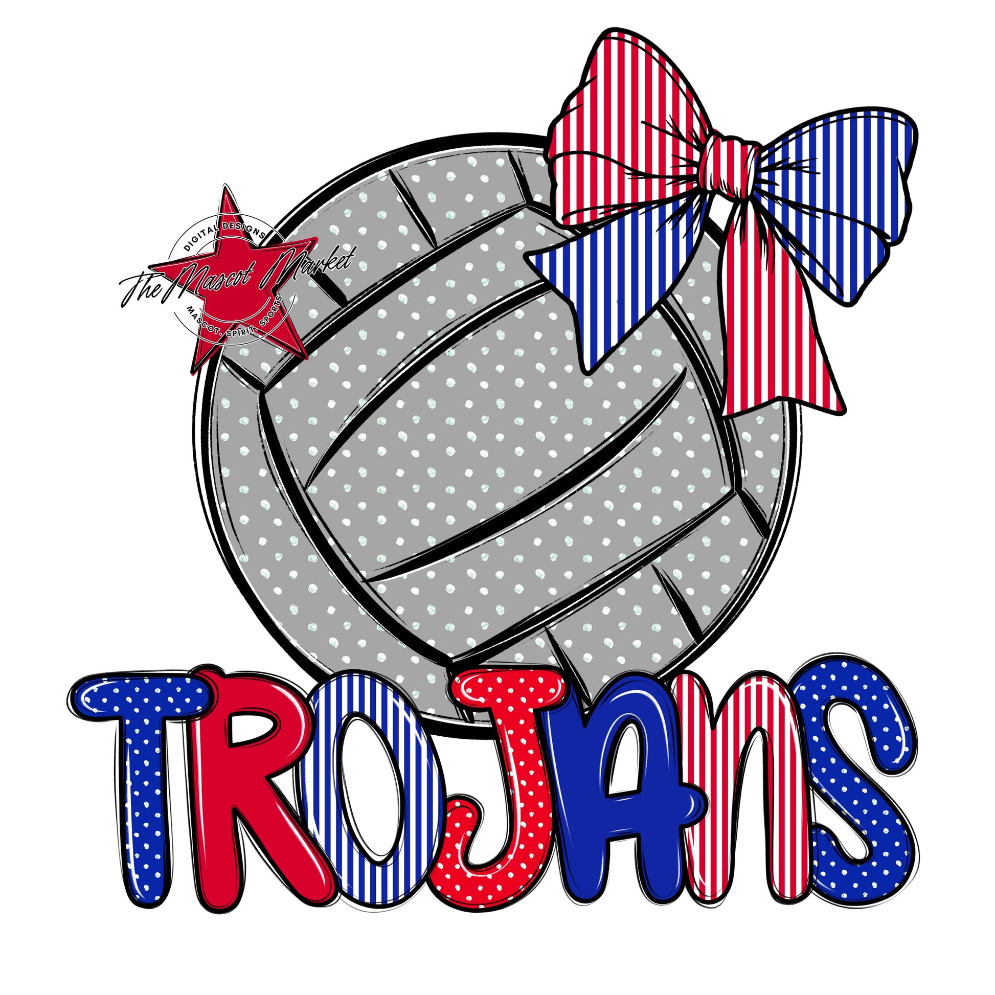 Trojans Volleyball Spirit Design-Royal Blue & Red