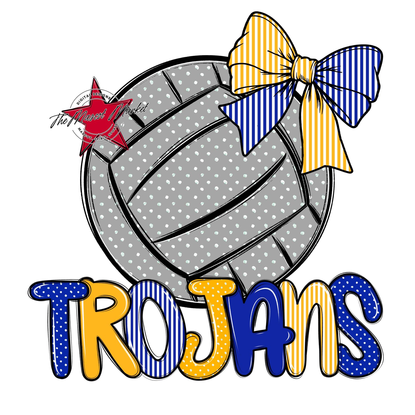 Trojans Volleyball Spirit Design-Royal Blue & Yellow