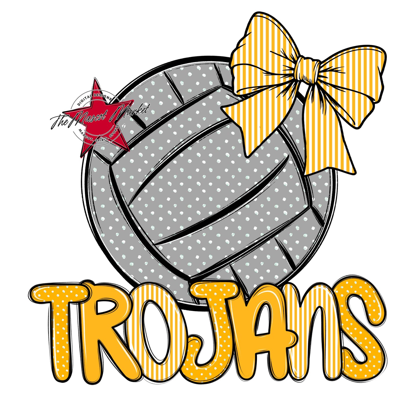 Trojans Volleyball Spirit Design-Yellow