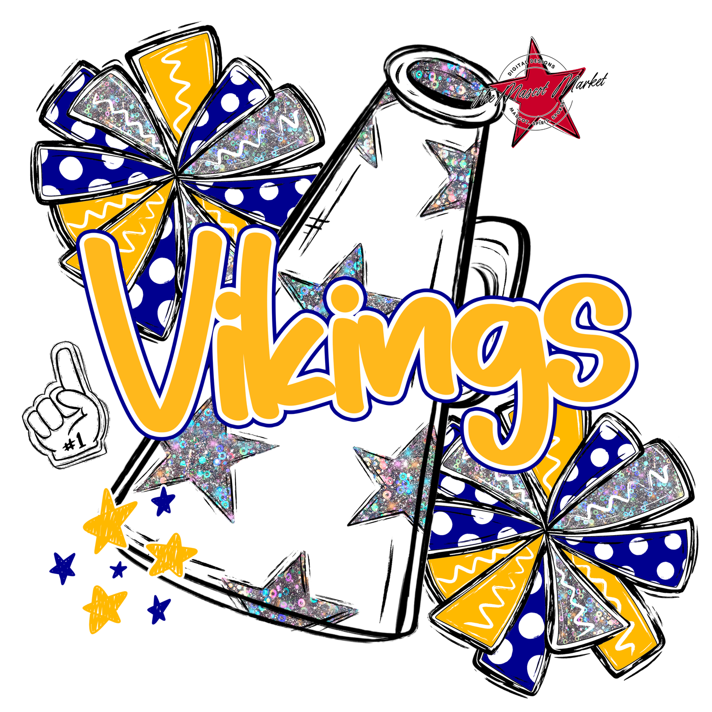 Vikings Alpha Megaphone Design-Blue-Yellow