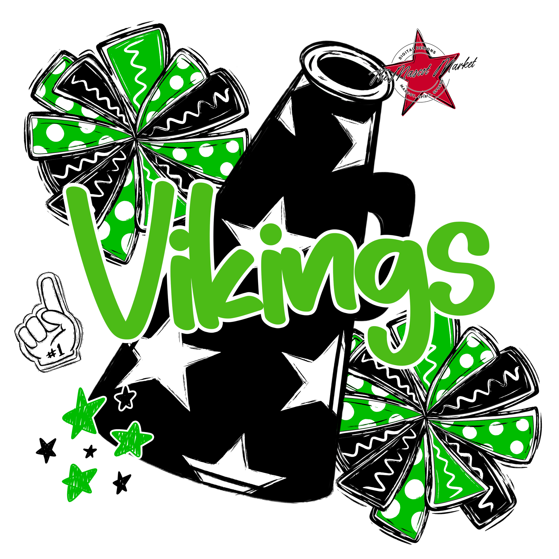 Vikings Alpha Megaphone Design-Bright Green