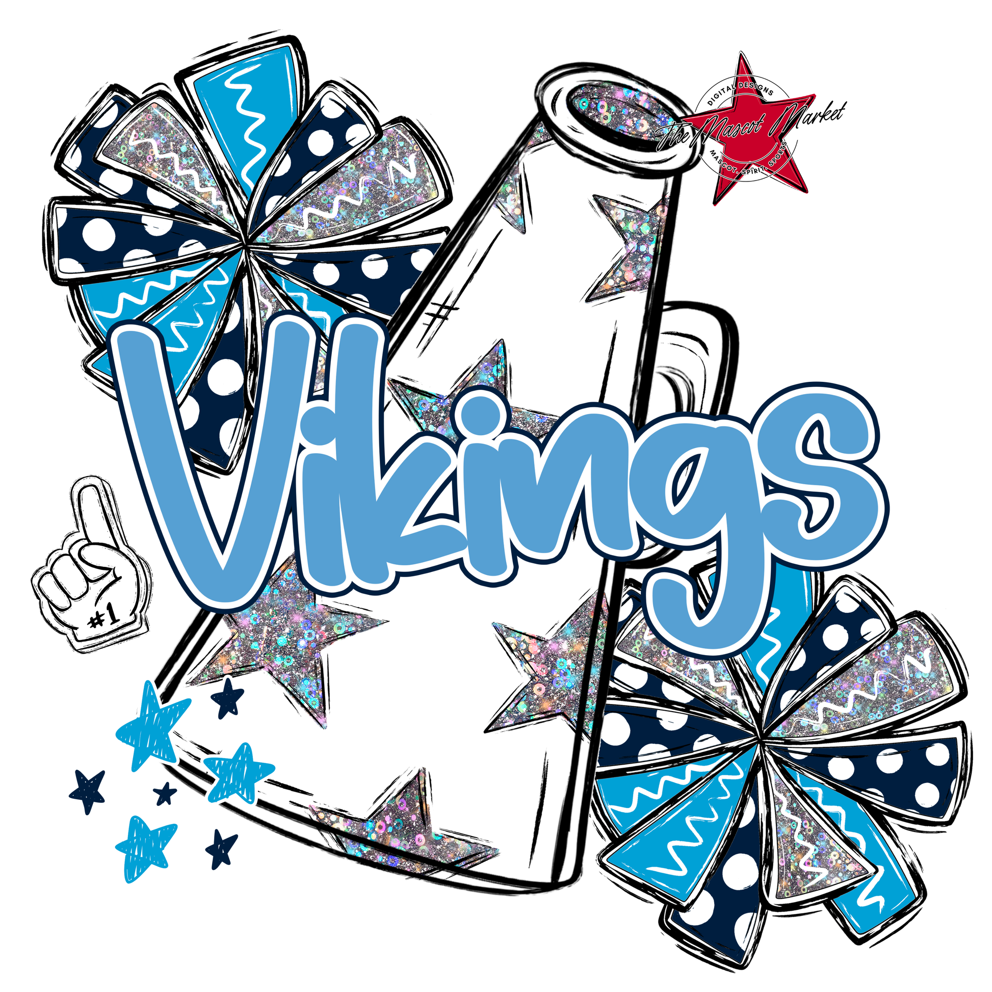 Vikings Alpha Megaphone Design-Navy-Carolina Blue