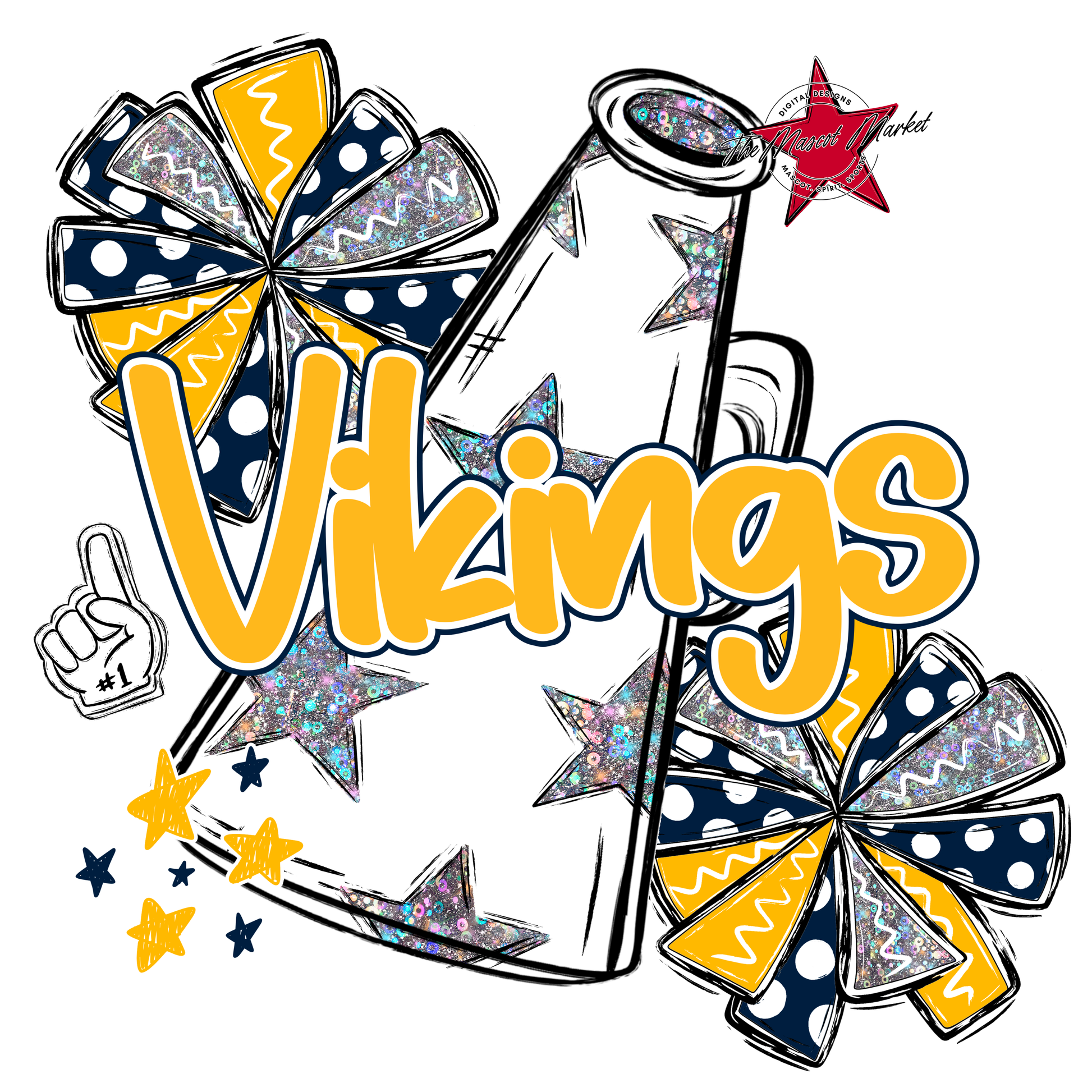 Vikings Alpha Megaphone Design-Navy-Yellow