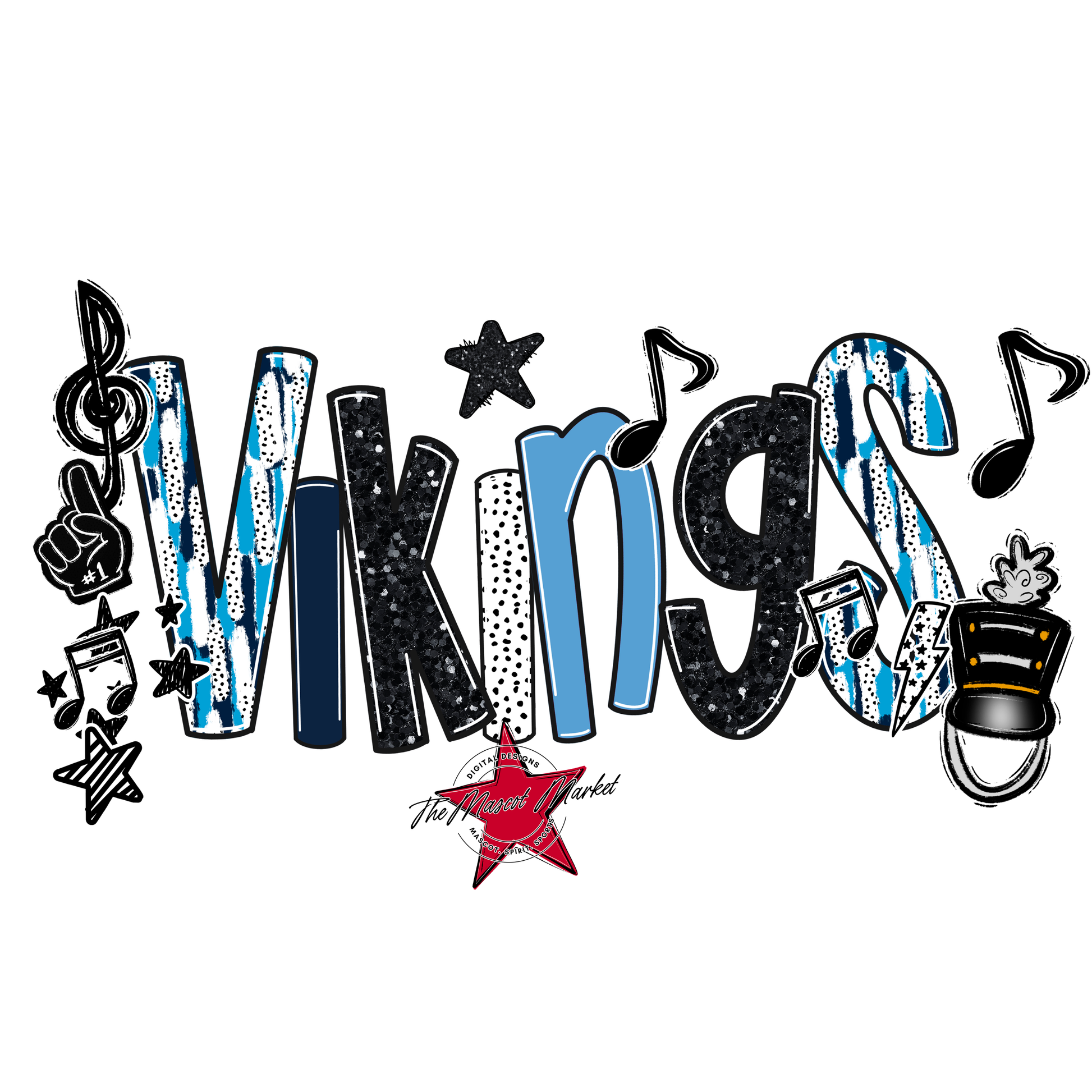 Vikings Band Scrape-Navy-Carolina Blue