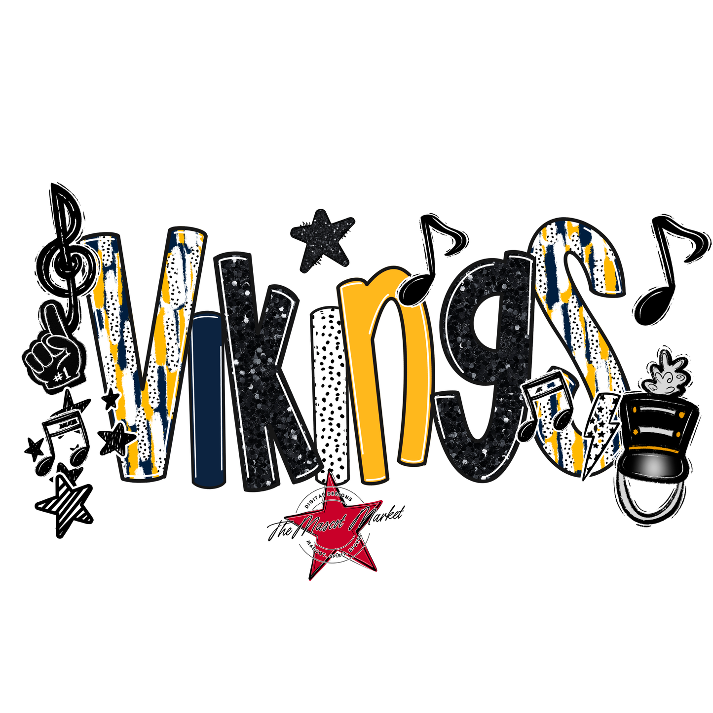 Vikings Band Scrape-Navy-Yellow