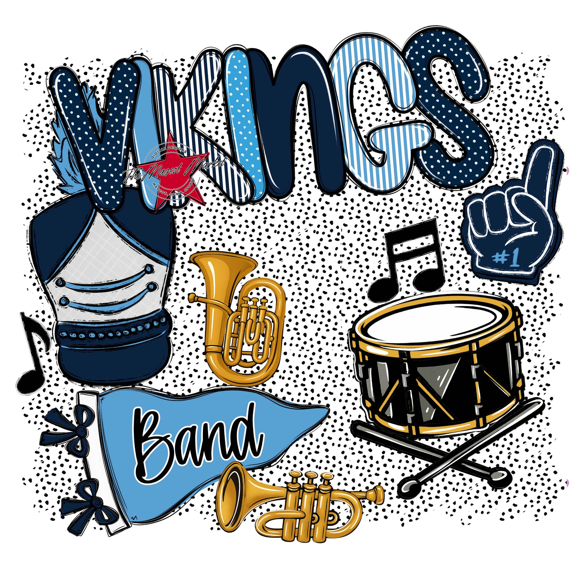 Vikings Band Spirit-Navy & Carolina Blue