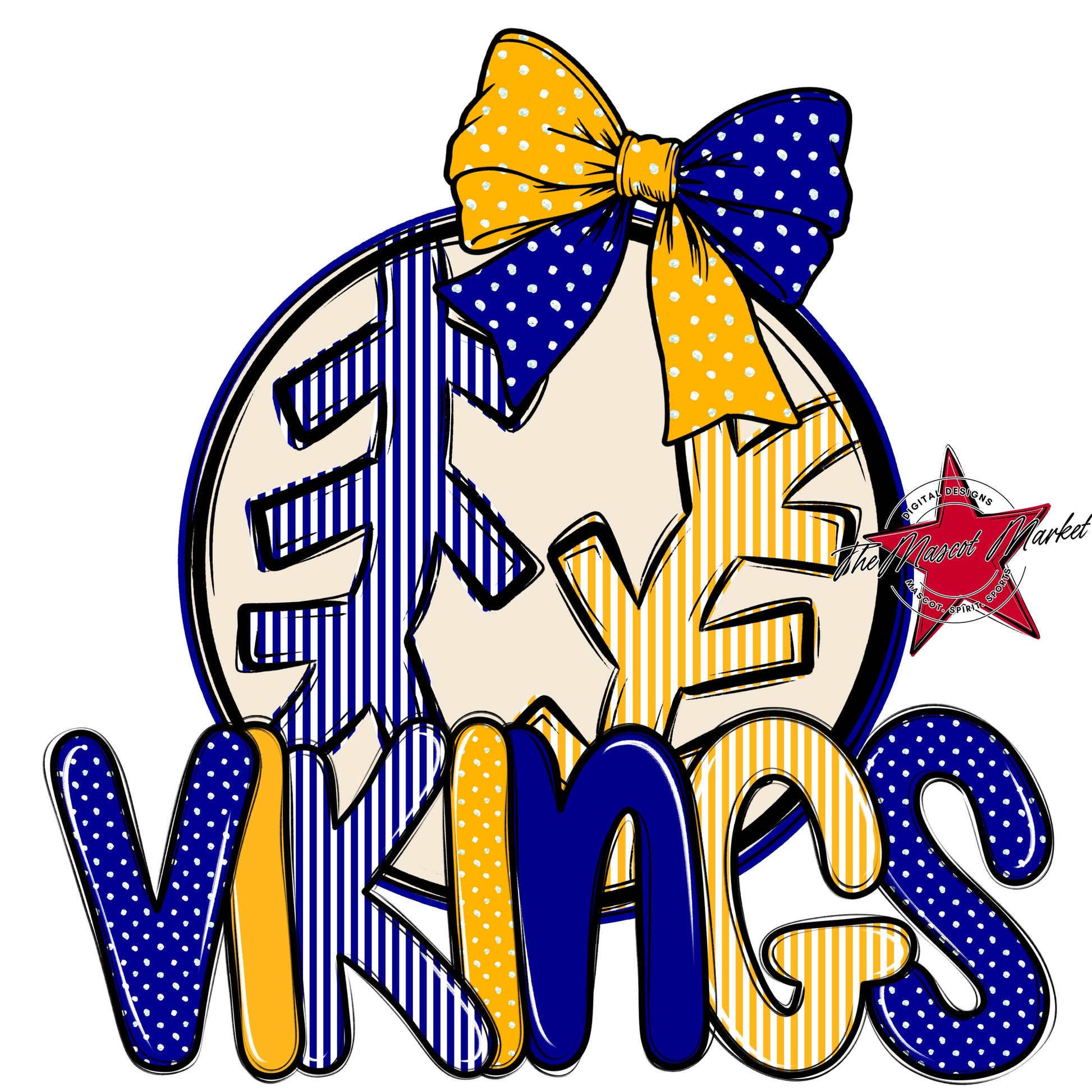 Vikings Baseball-Softball Spirit Design-Blue & Yellow