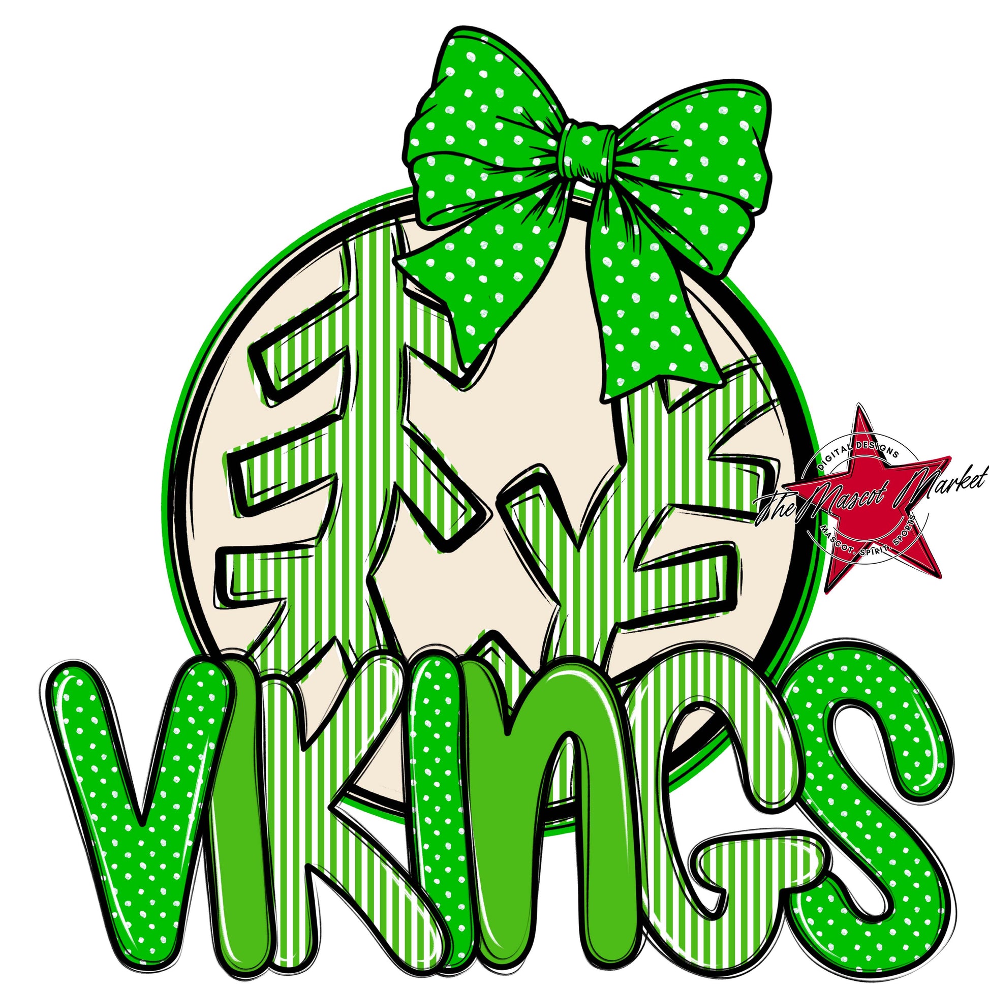 Vikings Baseball-Softball Spirit Design-Bright Green