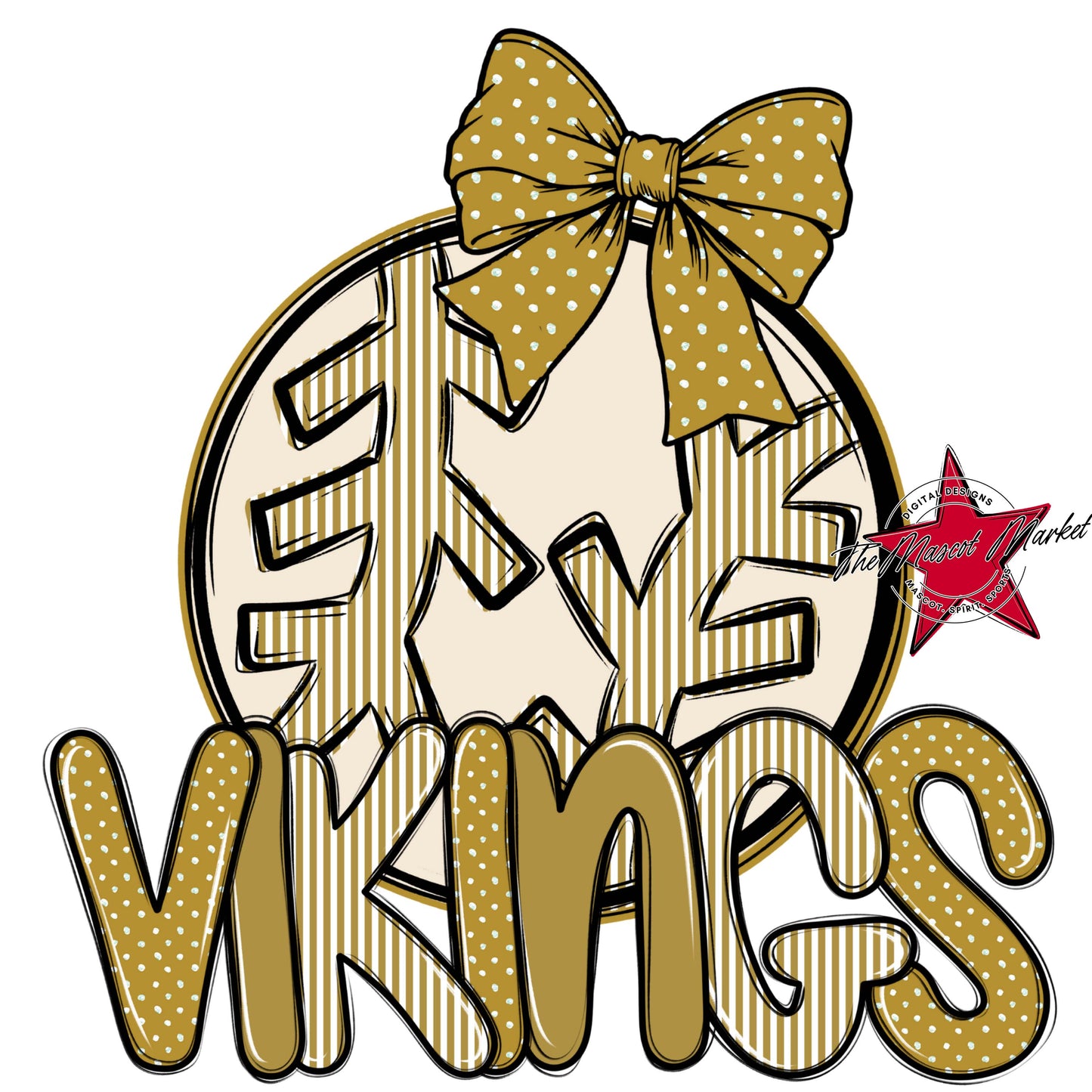 Vikings Baseball-Softball Spirit Design-Gold