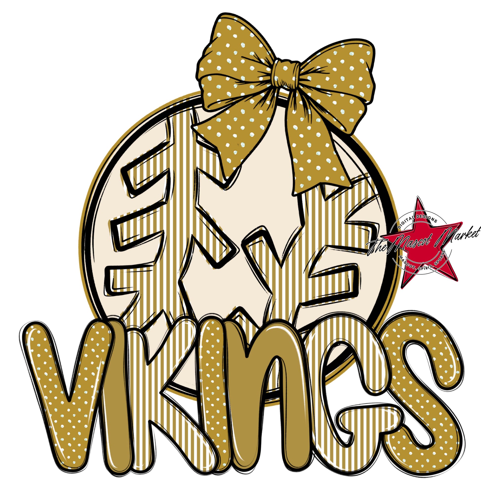 Vikings Baseball-Softball Spirit Design-Gold