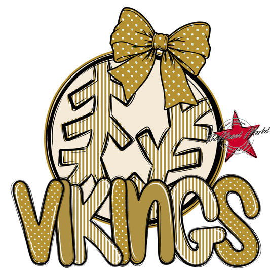 Vikings Baseball-Softball Spirit Design-Gold