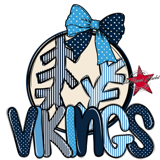 Vikings Baseball-Softball Spirit Design-Navy & Carolina Blue