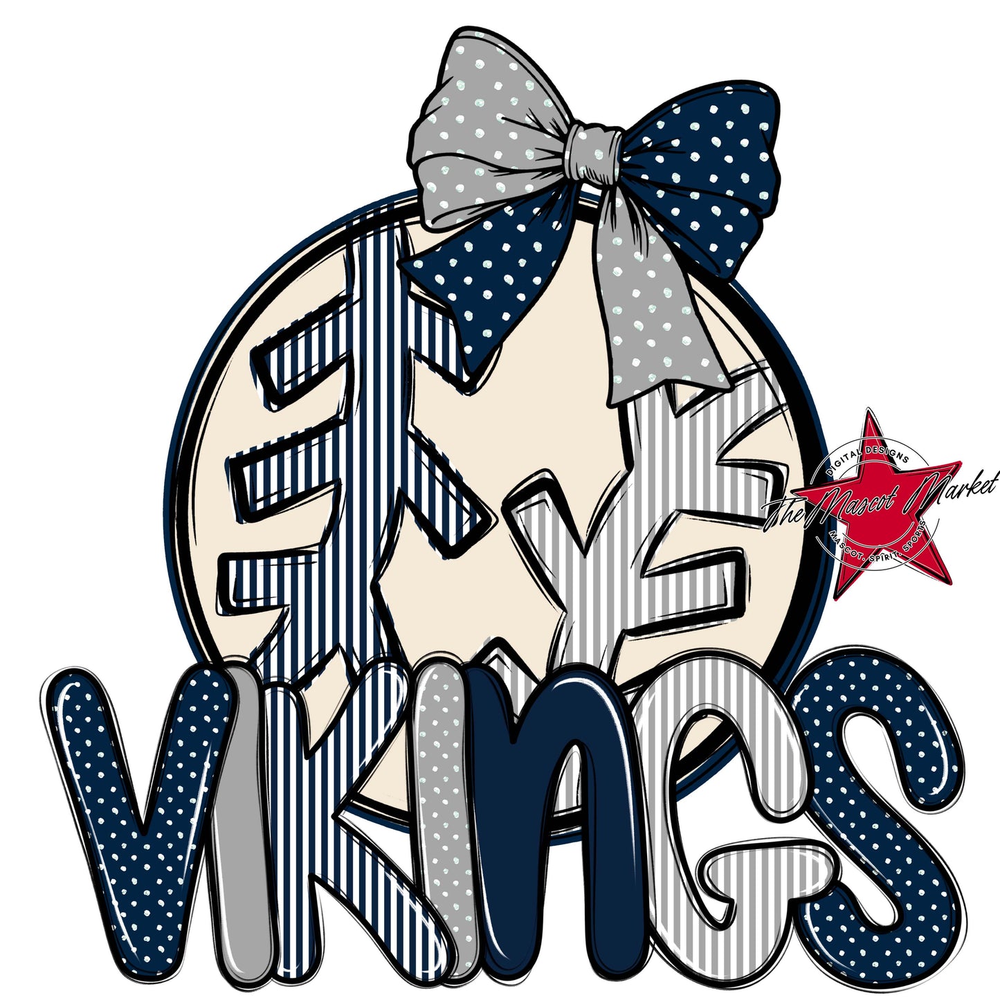 Vikings Baseball-Softball Spirit Design-Navy & Grey