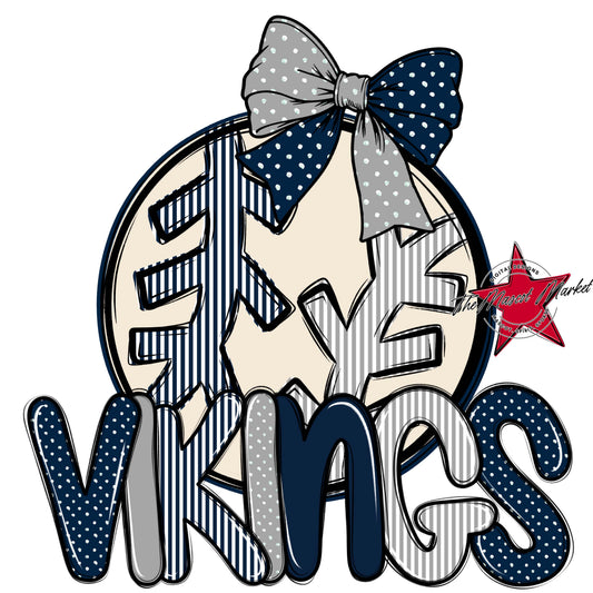Vikings Baseball-Softball Spirit Design-Navy & Grey