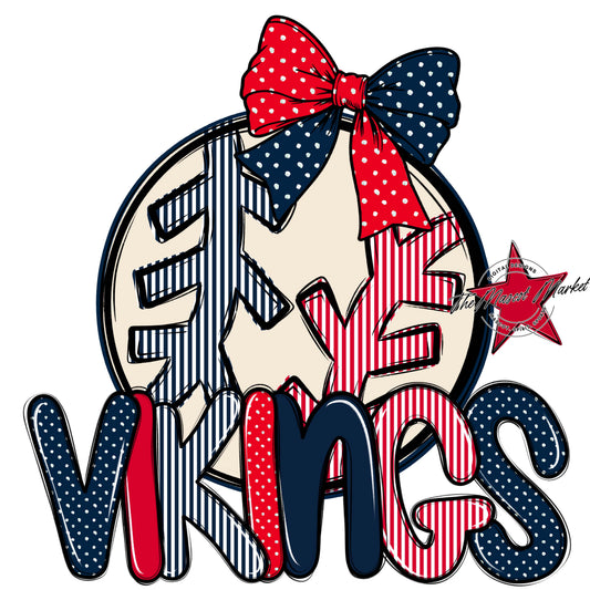 Vikings Baseball-Softball Spirit Design-Navy & Red
