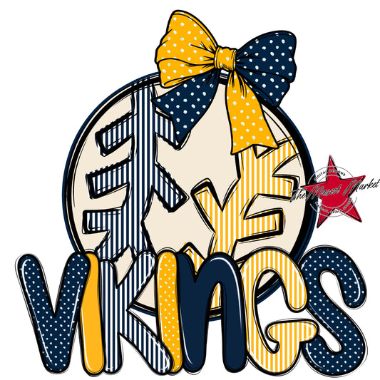 Vikings Baseball-Softball Spirit Design-Navy & Yellow