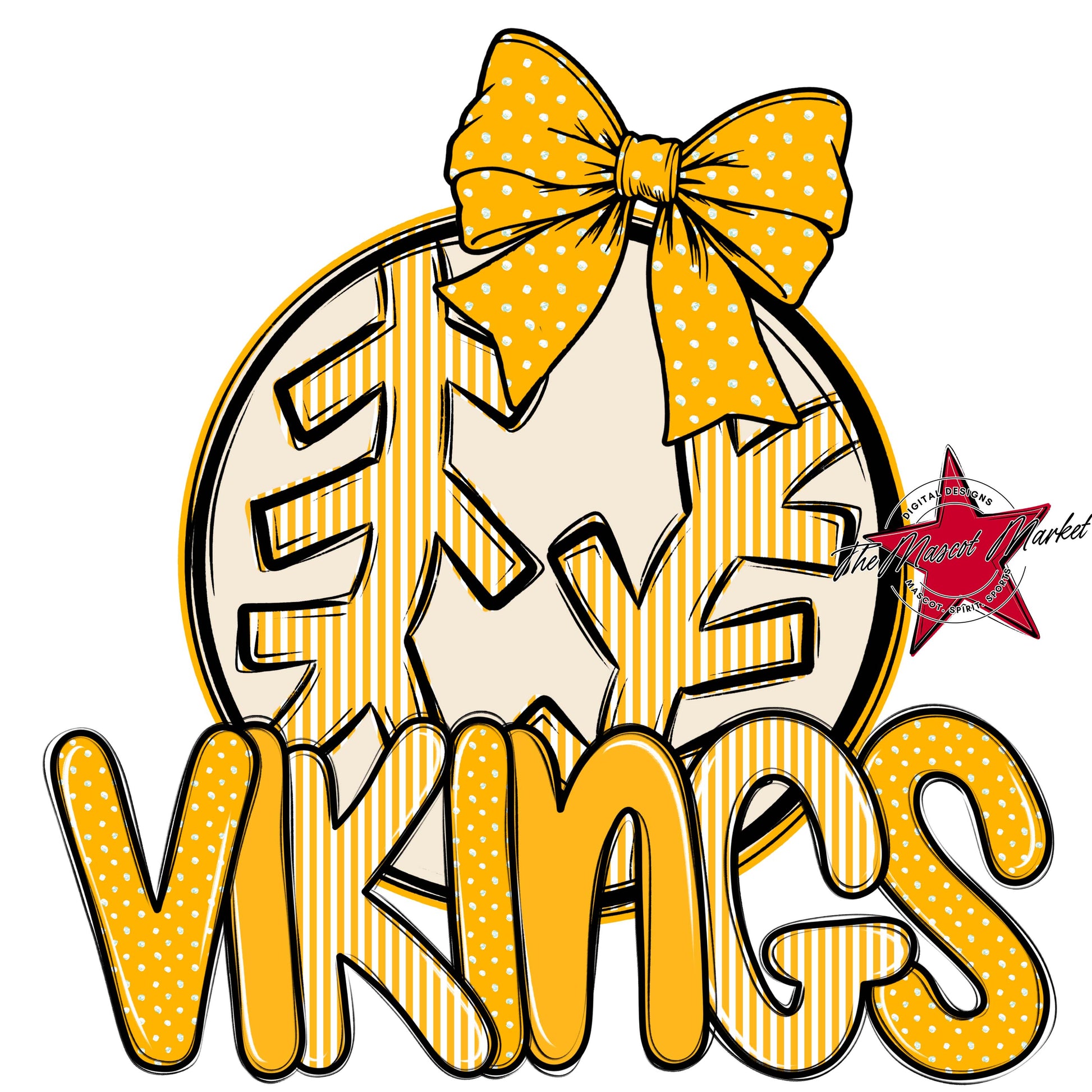 Vikings Baseball-Softball Spirit Design-Yellow
