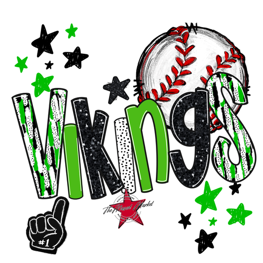 Vikings Baseball Scrape-Bright Green