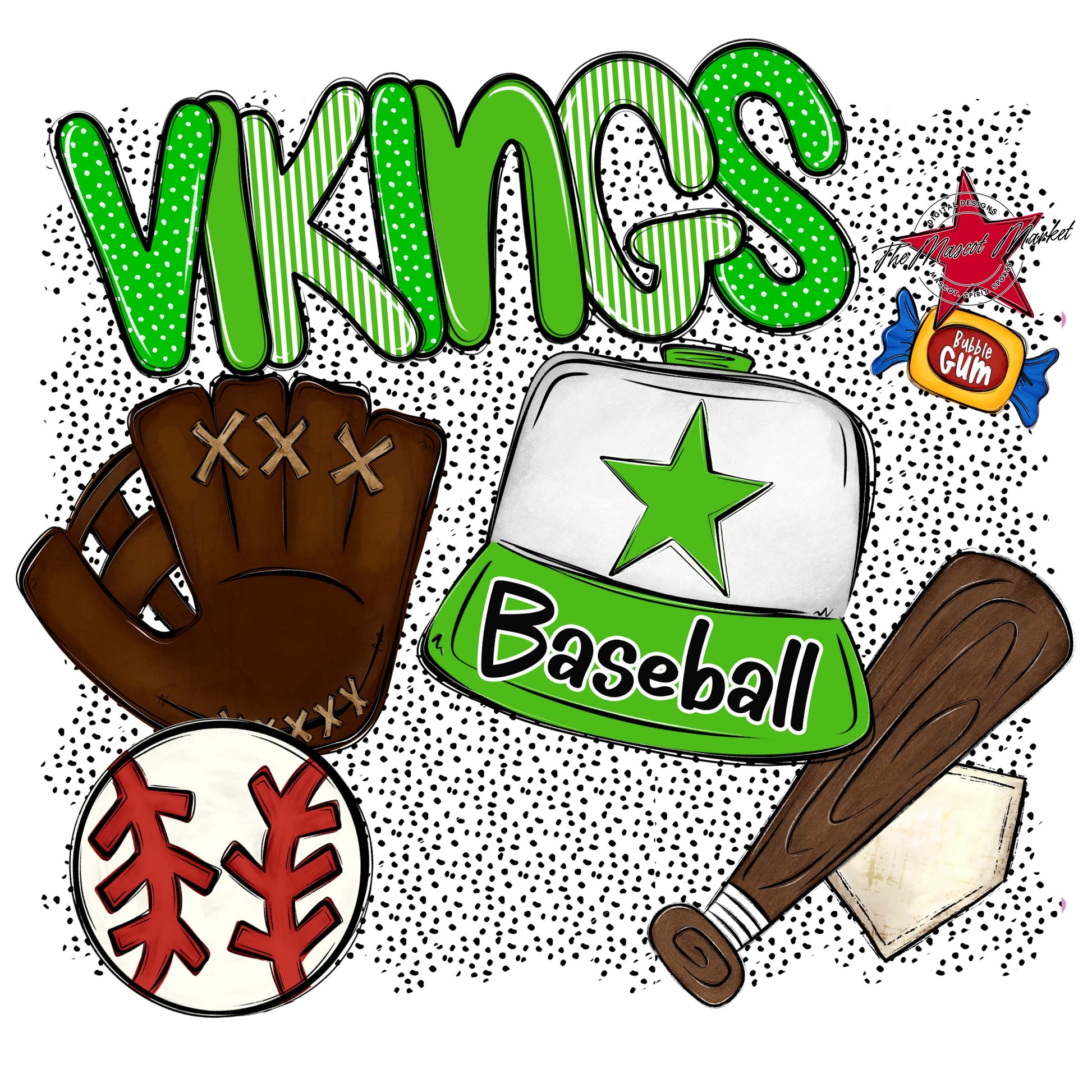 Vikings Baseball Spirit-Bright Green