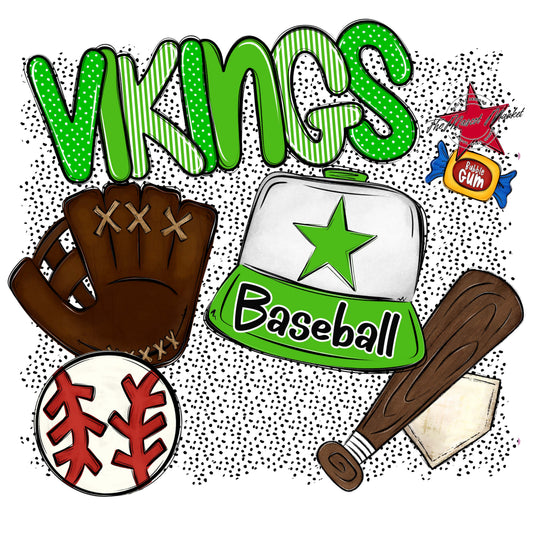 Vikings Baseball Spirit-Bright Green