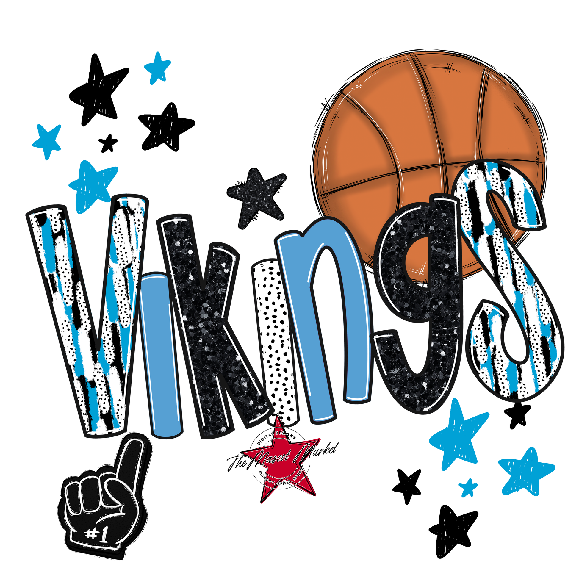 Vikings Basketball Scrape-Carolina Blue