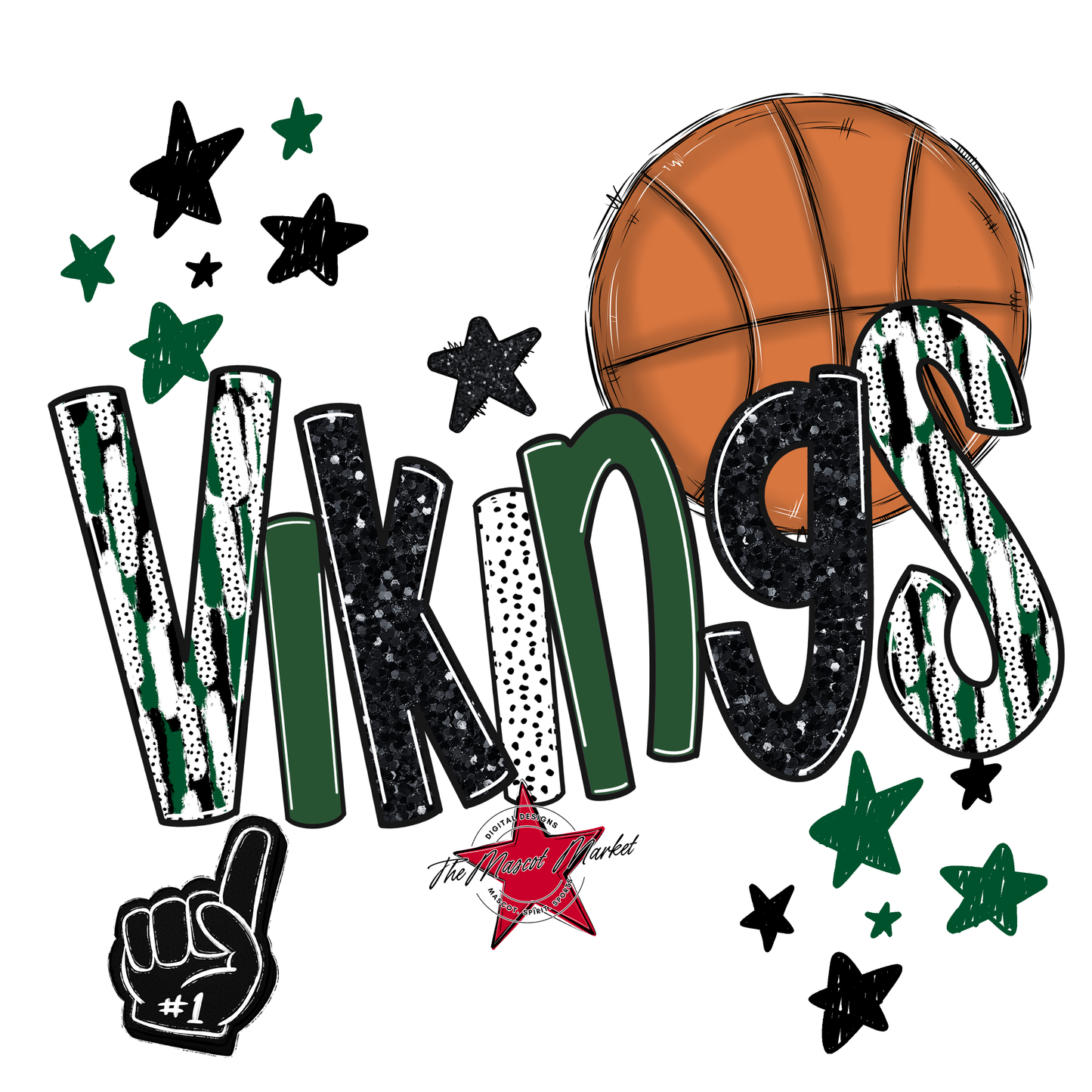 Vikings Basketball Scrape-Green