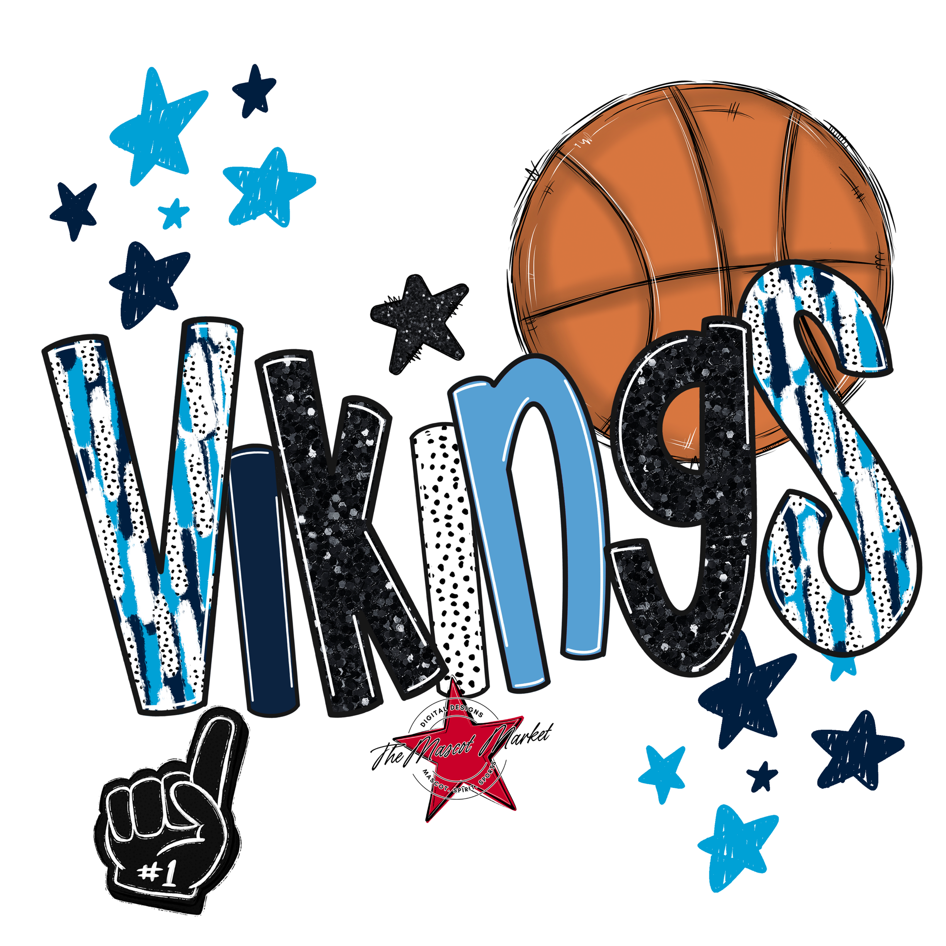 Vikings Basketball Scrape-Navy-Carolina Blue