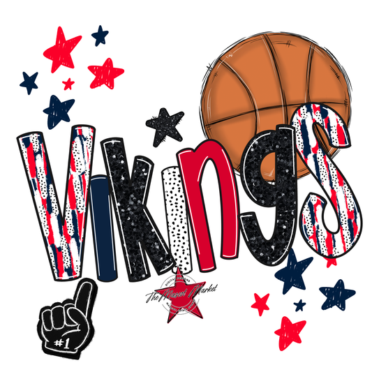 Vikings Basketball Scrape-Navy-Red