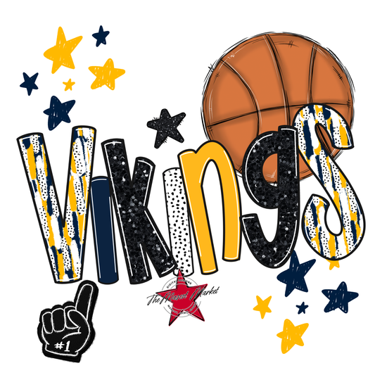 Vikings Basketball Scrape-Navy-Yellow