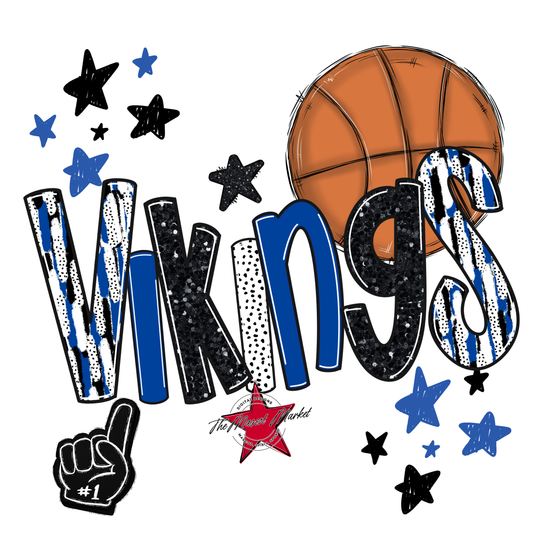 Vikings Basketball Scrape-Off Blue