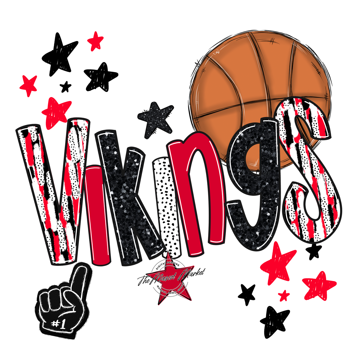 Vikings Basketball Scrape-Red