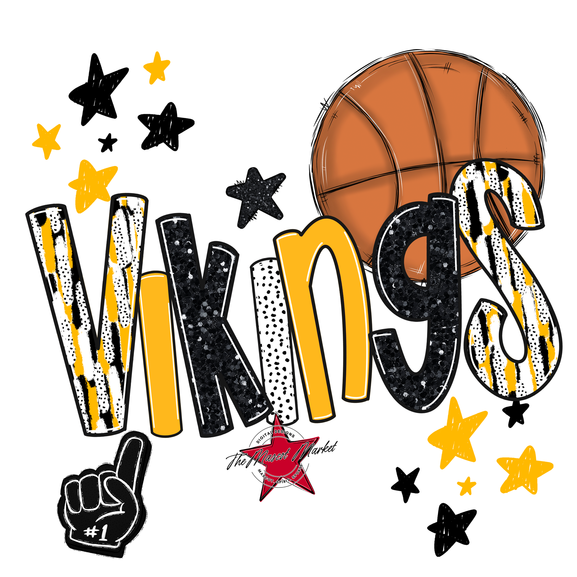 Vikings Basketball Scrape-Yellow