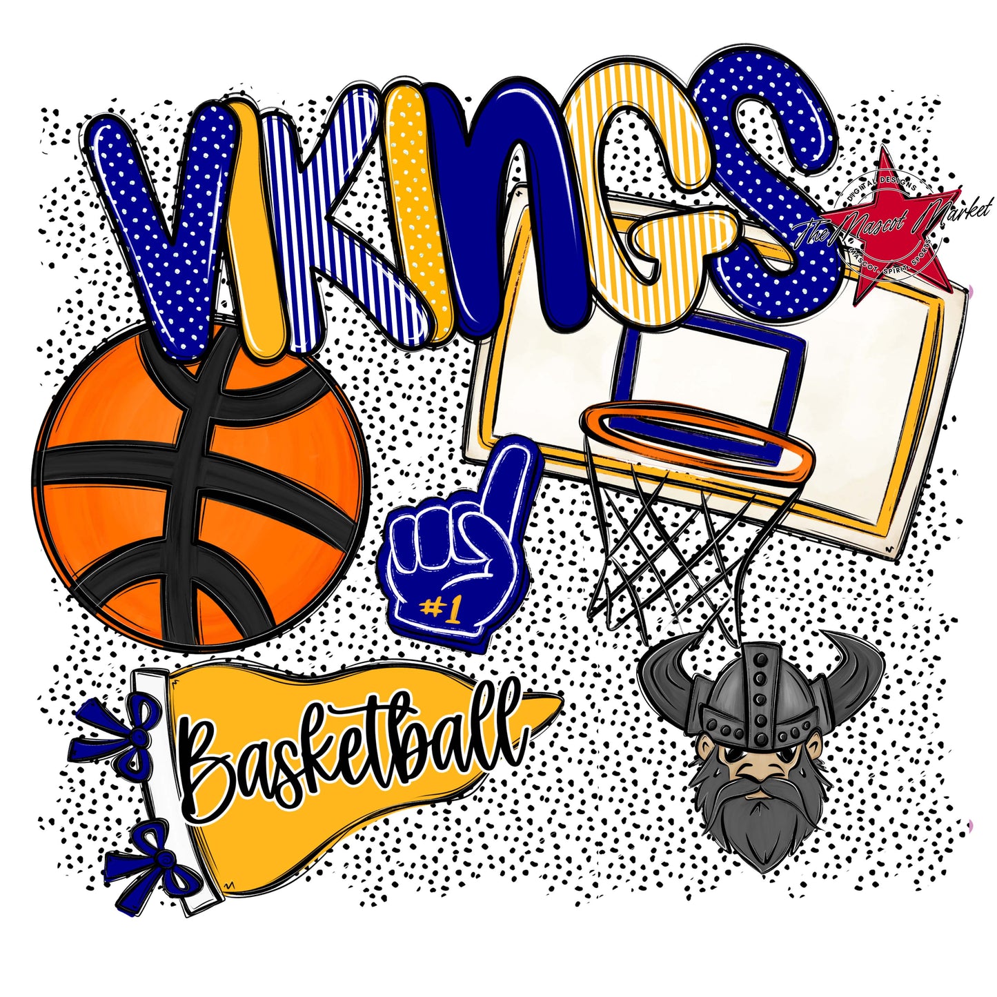 Vikings Basketball Spirit-Blue & Yellow